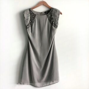 Little Mistress London elegant Gray cap sleeve  Dress size 4